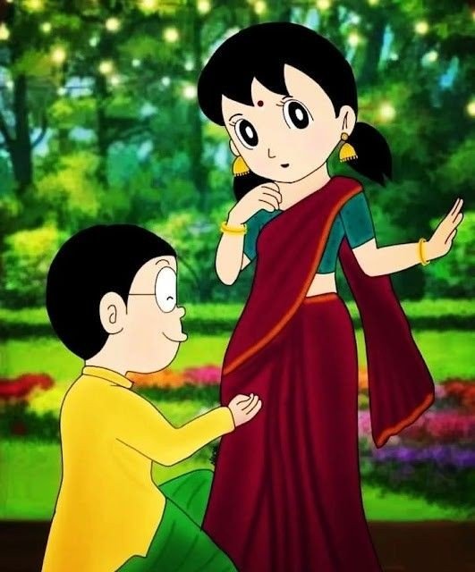 Nobita and Shizuka wallpaper