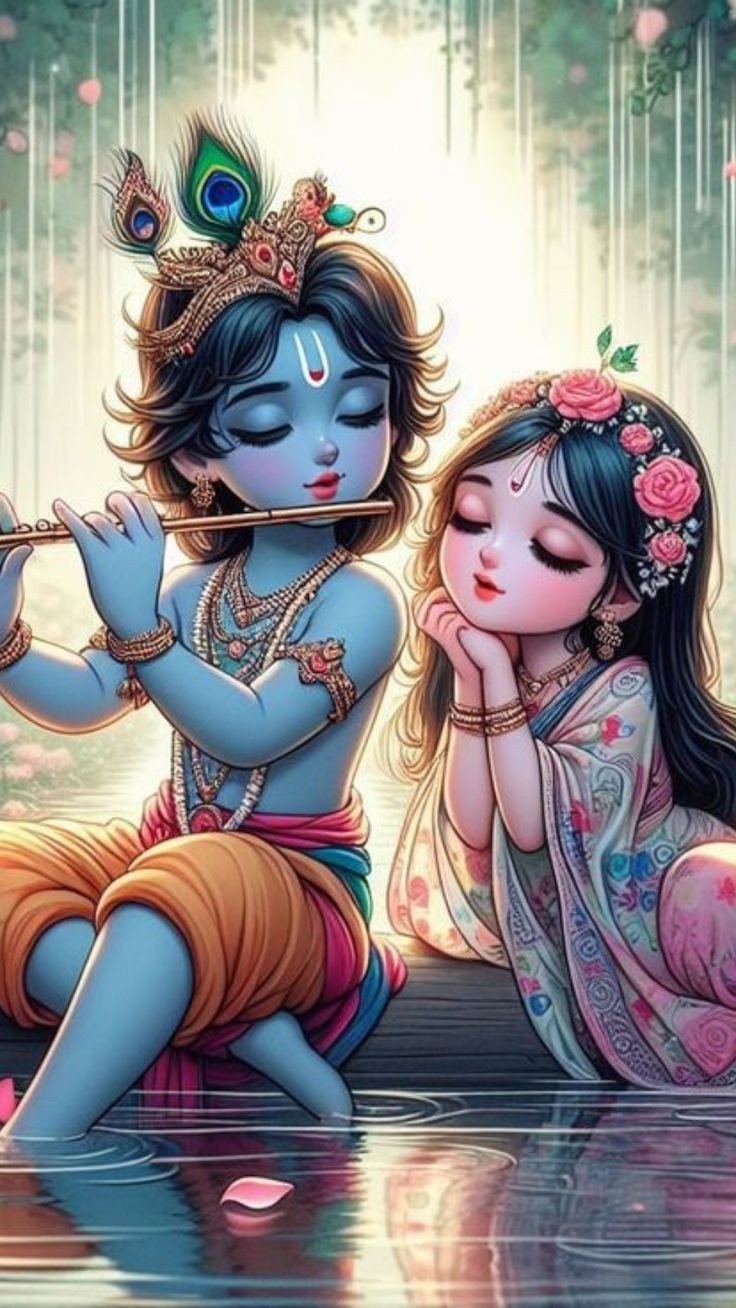 little radha krishna wallpaper