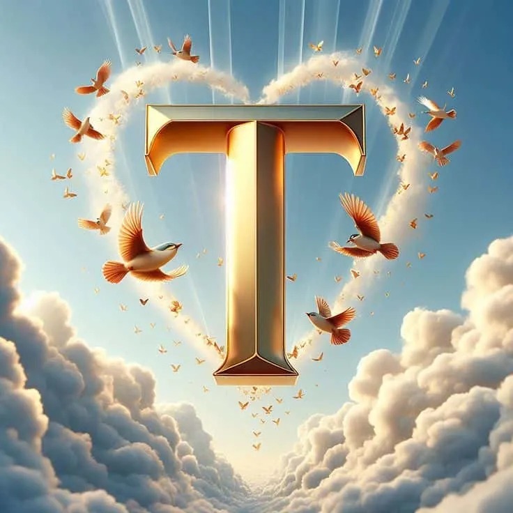 t letter images in heart
